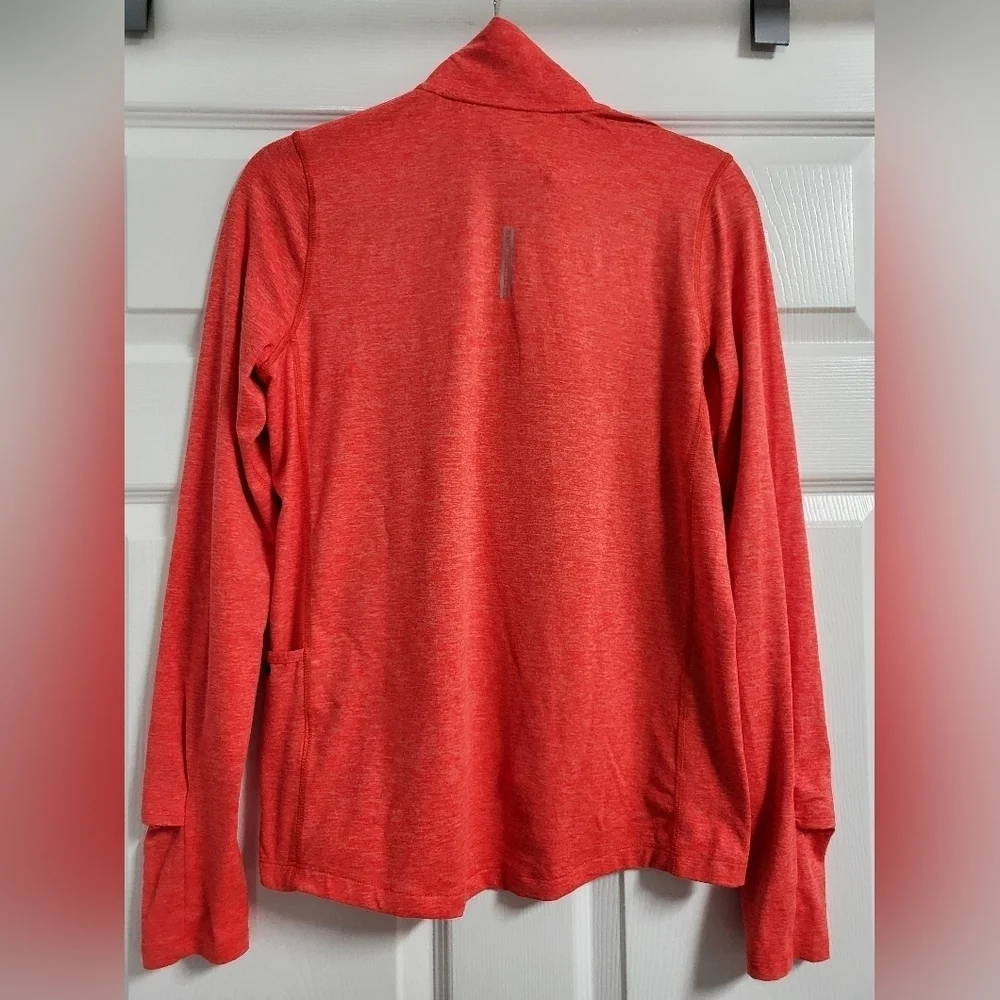 Nike Womens Tangerine Orange  Fitted Long Sleeve Running 1/4 Zip Shirt Size XS